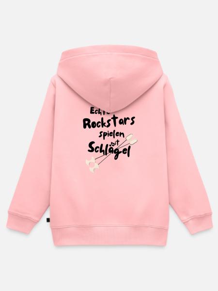 Echte Rockstars spielen mit Schlägel - Kinder Premium Organic Zip Hoodie - Rosa