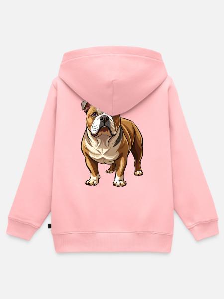 Bulldog-Hund-Stand - Kinder Premium Organic Zip Hoodie - Rosa