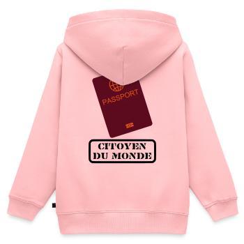 Citoyen du monde - Sweat Premium à capuche zippé enfant bio - rose - Dos - AI Model Kid Female (0cm)