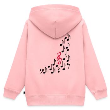 Notenschluessel mit Herz und Noten, bunt - Kinder Premium Organic Zip Hoodie - Rosa - Hinten - AI Model Kid Female (0cm)