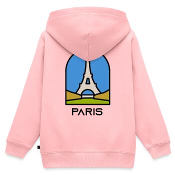 Paris - Kinder Premium Organic Zip Hoodie - Rosa - Hinten - AI Model Kid Female (0cm)