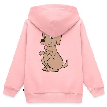 Chiens Chiens - Sweat Premium à capuche zippé enfant bio - rose - Dos - AI Model Kid Female (0cm)