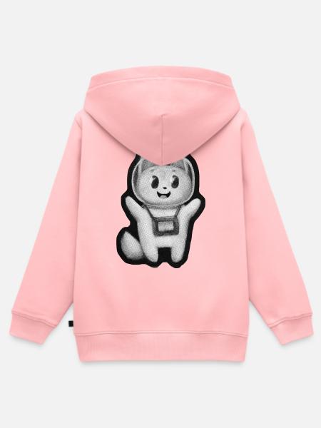 Retro Weltraum Katze - Kinder Premium Organic Zip Hoodie - Rosa