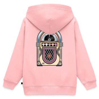 Jukebox au look rétro dans des couleurs vintage - Sweat Premium à capuche zippé enfant bio - rose - Dos - AI Model Kid Female (0cm)