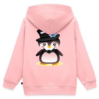Pinguin Bräutigam - KINDER - Kinder Premium Organic Zip Hoodie - Rosa - Hinten - AI Model Kid Female (0cm)