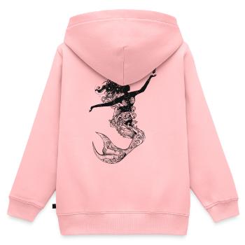 Sirène en optique silhouette filigrane - Sweat Premium à capuche zippé enfant bio - rose - Dos - AI Model Kid Female (0cm)