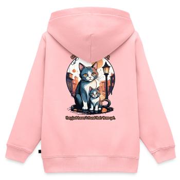 Süße Straßen Katzen - Kinder Premium Organic Zip Hoodie - Rosa - Hinten - AI Model Kid Female (0cm)