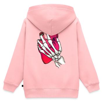Coeur dans la main squelette - Sweat Premium à capuche zippé enfant bio - rose - Dos - AI Model Kid Female (0cm)