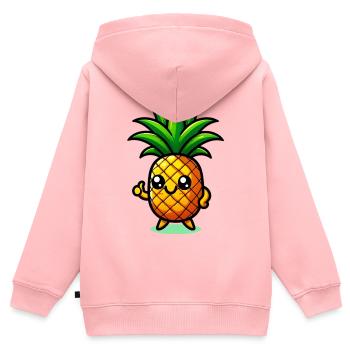 Ananas - Sweat Premium à capuche zippé enfant bio - rose - Dos - AI Model Kid Female (0cm)