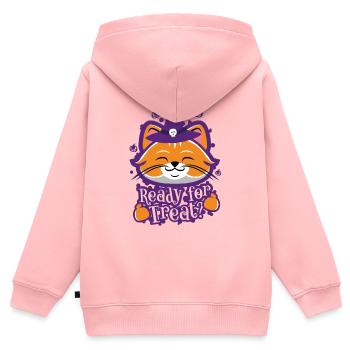 Mignon Drôle Halloween Kitty - Sweat Premium à capuche zippé enfant bio - rose - Dos - AI Model Kid Female (0cm)