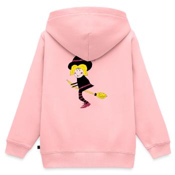 Hexe auf der Besen - Kinder Premium Organic Zip Hoodie - Rosa - Hinten - AI Model Kid Female (0cm)