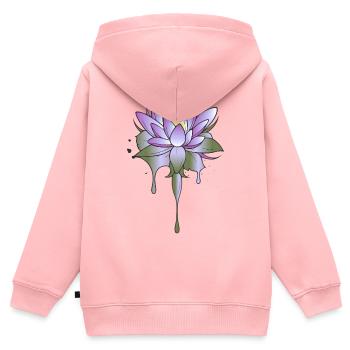 Lotusblüte in Violett mit Farbverlauf - Kinder Premium Organic Zip Hoodie - Rosa - Hinten - AI Model Kid Female (0cm)