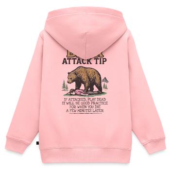 Bear Attack Tip – Lustiges Outdoor Shirt - Kinder Premium Organic Zip Hoodie - Rosa - Hinten - AI Model Kid Female (0cm)