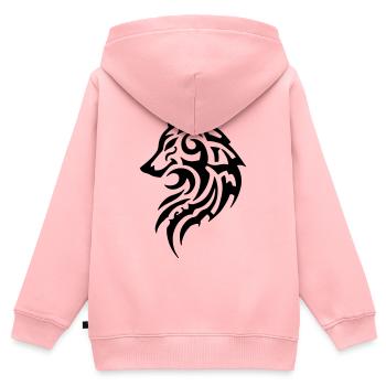 Wolf Tribal Tattoo - Kinder Premium Organic Zip Hoodie - Rosa - Hinten - AI Model Kid Female (0cm)