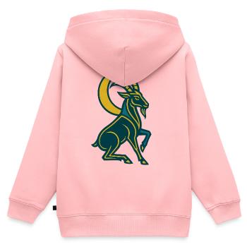 Chèvre Lunaire Art Déco - Sweat Premium à capuche zippé enfant bio - rose - Dos - AI Model Kid Female (0cm)