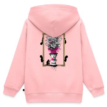 Surreales Einkaufswagen-Porträt im Bilderrahmen - Kinder Premium Organic Zip Hoodie - Rosa - Hinten - AI Model Kid Female (0cm)