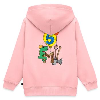 Emil Baustellenkroki fête ses 5 ans - Sweat Premium à capuche zippé enfant bio - rose - Dos - AI Model Kid Female (0cm)