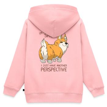 Ich bin nicht klein, ich habe nur eine andere Perspektive - Kinder Premium Organic Zip Hoodie - Rosa - Hinten - AI Model Kid Female (0cm)