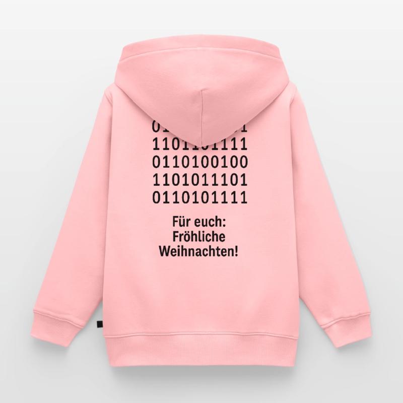 Christmas Code Binary Pattern Kids Premium Organic Zip-up Hoodie