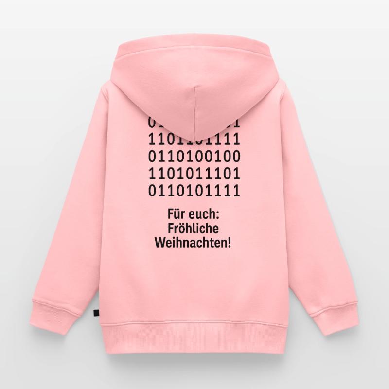 Christmas Code Binary Pattern Kids Premium Organic Zip-up Hoodie