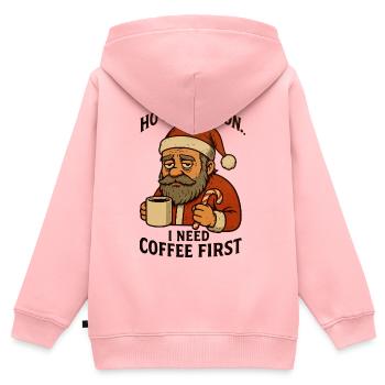 Weihnachts-Santa Kaffee zuerst - Kinder Premium Organic Zip Hoodie - Rosa - Hinten - AI Model Kid Female (0cm)
