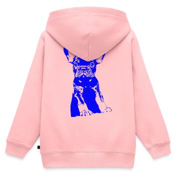 Bouledogue - Sweat Premium à capuche zippé enfant bio - rose - Dos - AI Model Kid Female (0cm)