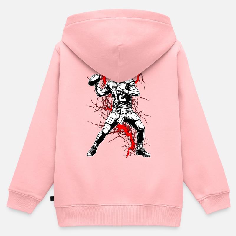 Quarterback dans un orage électrique - Sweat Premium à capuche zippé enfant bio - rose