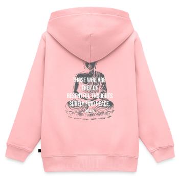 Peaceful Mind Buddha Quote - Sweat Premium à capuche zippé enfant bio - rose - Dos - AI Model Kid Female (0cm)