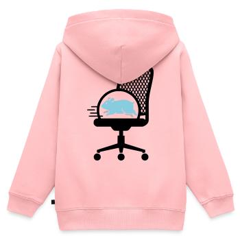  Hamsterrad auf Bürostuhl - Kinder Premium Organic Zip Hoodie - Rosa - Hinten - AI Model Kid Female (0cm)