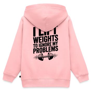 Gewichtheben lustiger Spruch Muskelaufbau - Kinder Premium Organic Zip Hoodie - Rosa - Hinten - AI Model Kid Female (0cm)