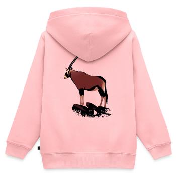 Oryx auf Felsen - Kinder Premium Organic Zip Hoodie - Rosa - Hinten - AI Model Kid Female (0cm)