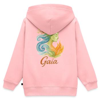 Gaïa - Mère Nature - Arbre de Vie - Sweat Premium à capuche zippé enfant bio - rose - Dos - AI Model Kid Female (0cm)