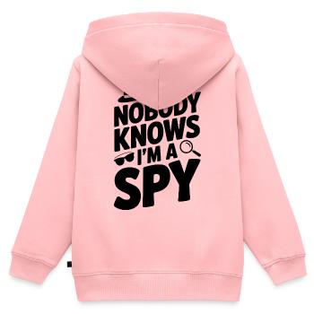 Personne ne sait que je suis un espion - Sweat Premium à capuche zippé enfant bio - rose - Dos - AI Model Kid Female (0cm)