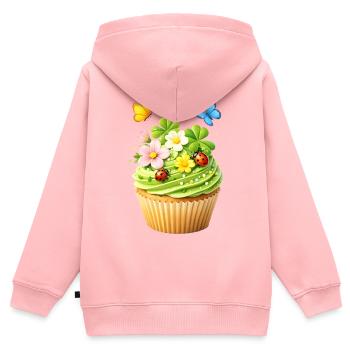 Frühlings Cupcake mit Blumen  - Kinder Premium Organic Zip Hoodie - Rosa - Hinten - AI Model Kid Female (0cm)