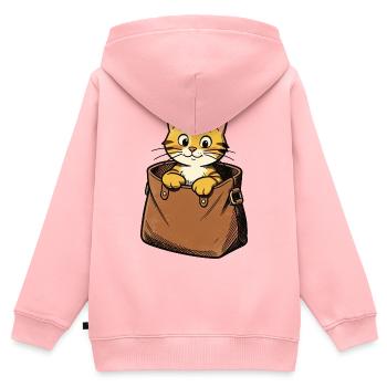 Katze Tier Symbol Haustier Tasche Lebewesen - Kinder Premium Organic Zip Hoodie - Rosa - Hinten - AI Model Kid Female (0cm)