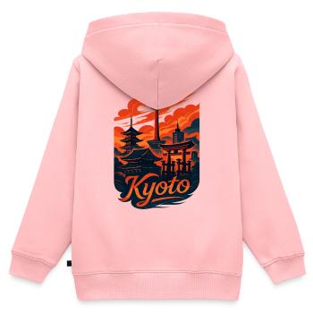 Kyoto Skyline – Japanisches Design - Kinder Premium Organic Zip Hoodie - Rosa - Hinten - AI Model Kid Female (0cm)