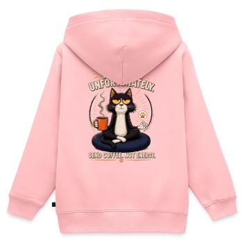 Wache Unglückliche Katze: Kaffee Zen - Kinder Premium Organic Zip Hoodie - Rosa - Hinten - AI Model Kid Female (0cm)
