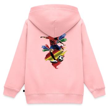 Espagne - Espagne - Drapeaux - Sweat Premium à capuche zippé enfant bio - rose - Dos - AI Model Kid Female (0cm)