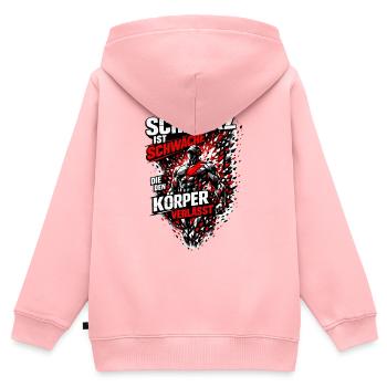 Schmerz ist Schwäche, die den Körper verlässt Fitn - Kinder Premium Organic Zip Hoodie - Rosa - Hinten - AI Model Kid Female (0cm)