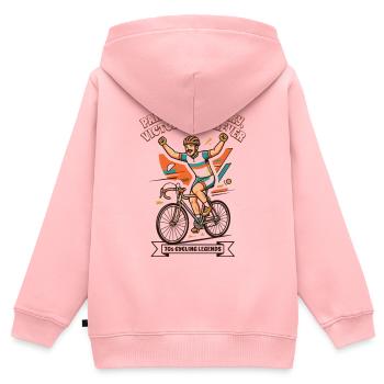 70er-Jahre-Vintage-Radplakat-Schmerz ist vorübergehend - Kinder Premium Organic Zip Hoodie - Rosa - Hinten - AI Model Kid Female (0cm)