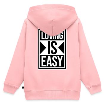 Aimer est facile Logo romantique inspirant - Sweat Premium à capuche zippé enfant bio - rose - Dos - AI Model Kid Female (0cm)