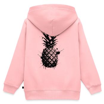 Schwarze Ananas Abstrakte Tinte - Kinder Premium Organic Zip Hoodie - Rosa - Hinten - AI Model Kid Female (0cm)