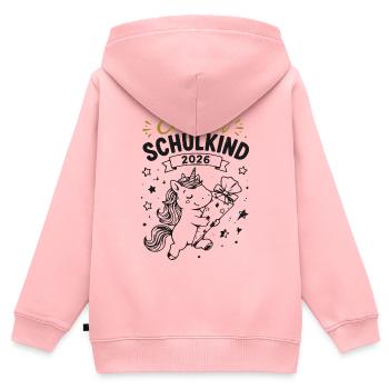 Endlich Einschulung 2026 Einhorn Geschenk - Kinder Premium Organic Zip Hoodie - Rosa - Hinten - AI Model Kid Female (0cm)