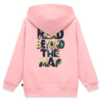 ÜBER DIE KARTE HINAUS LESEN - Kinder Premium Organic Zip Hoodie - Rosa - Hinten - AI Model Kid Female (0cm)