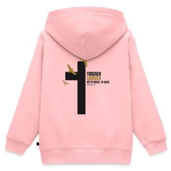 Forgiven Cross – Ephesians 2:8 Christian Faith - Kinder Premium Organic Zip Hoodie - Rosa - Hinten - AI Model Kid Female (0cm)