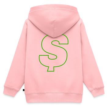 Neon-Dollar Umriss Design - Kinder Premium Organic Zip Hoodie - Rosa - Hinten - AI Model Kid Female (0cm)