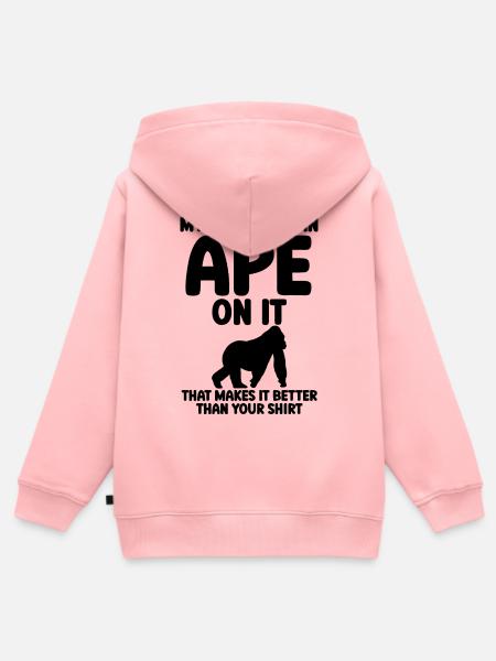 Affe Spruch Silhouette - Kinder Premium Organic Zip Hoodie - Rosa
