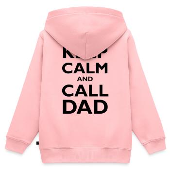 Keep Calm & Call Dad - Sweat Premium à capuche zippé enfant bio - rose - Dos - AI Model Kid Female (0cm)
