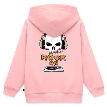 Rock Music On - Kinder Premium Organic Zip Hoodie - Rosa - Hinten - AI Model Kid Female (0cm)