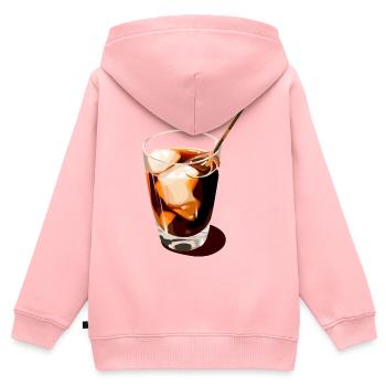 Illustration de boisson au café - Sweat Premium à capuche zippé enfant bio - rose - Dos - AI Model Kid Female (0cm)